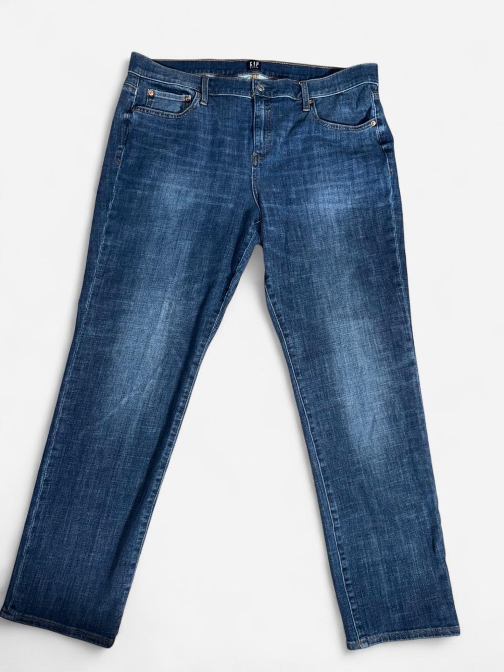Gap 1969 Classic Straight Blue Jeans Size 33S Medium Wash Sustainable Denim